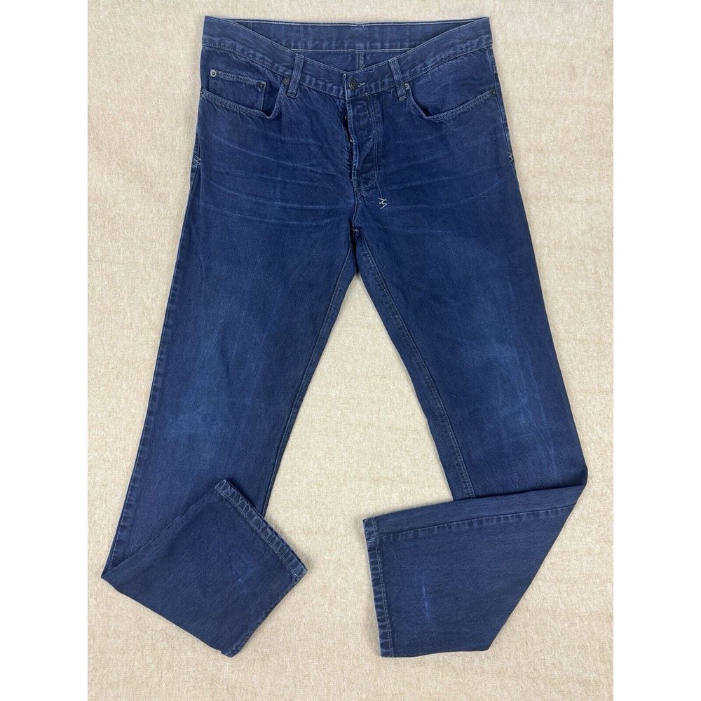 Ksubi Mens Jeans 36x33 Gee Gee Roarr Dark Blue‎ Denim Button Fly Slim
